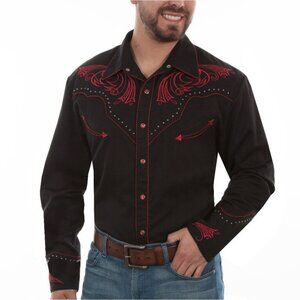 Scully‎ Western Pearl Snap Shirt Mens Size S Embroidered Cowboy Rodeo Country